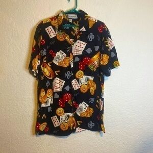 Passion Las Vegas button down casino pocket 100% rayon shirt medium
